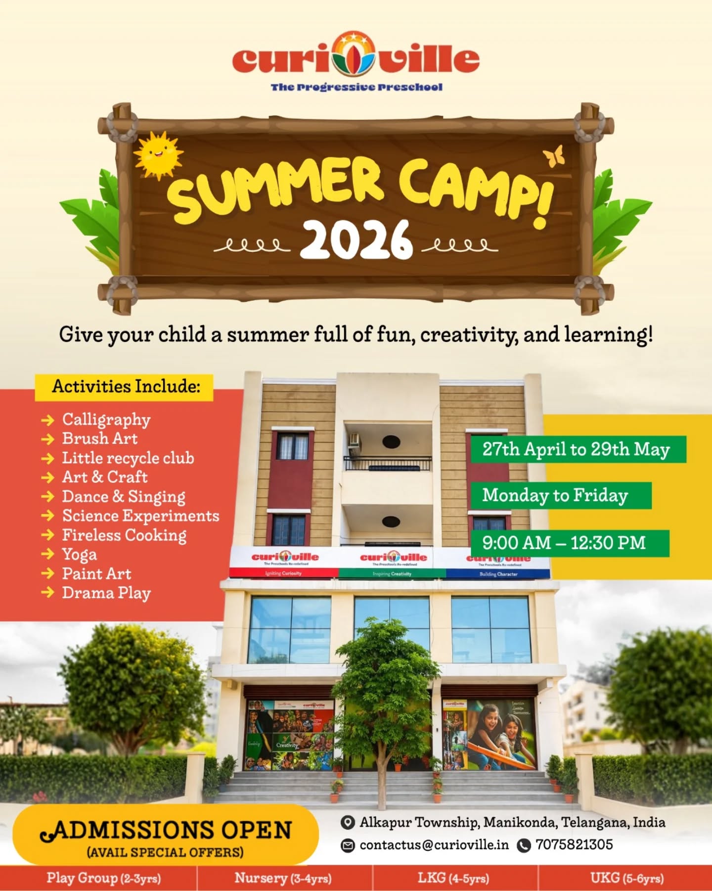 Curioville - The Progressive Preschool Facebook ad: This summer, let your child explore, create, and…
