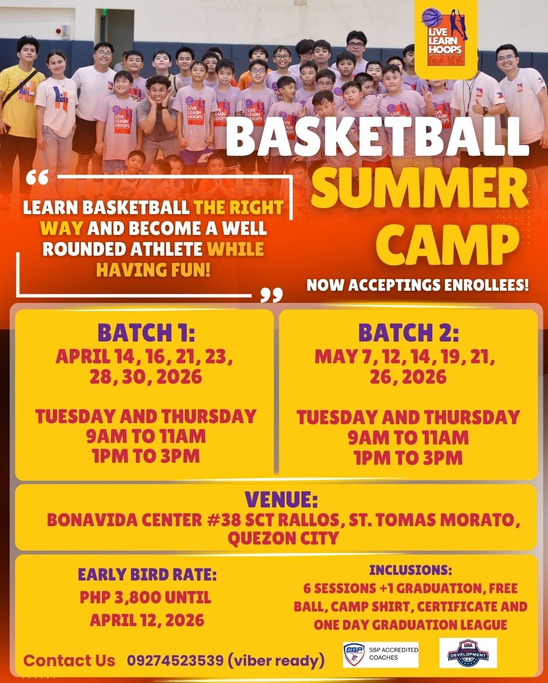 LLH Youth & Adult Basketball Camp PH Facebook ad: RESERVE YOUR SLOT NOW!