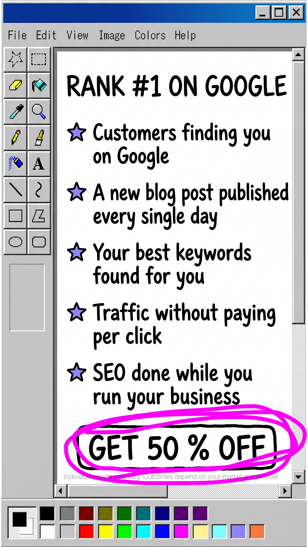Soro SEO Facebook ad: Rank #1 on Google