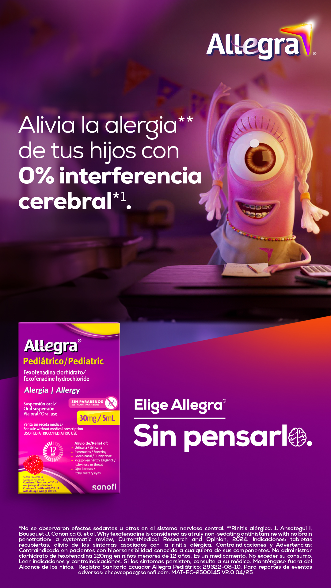Allegra Ecuador Facebook ad from Jan 22, 2026