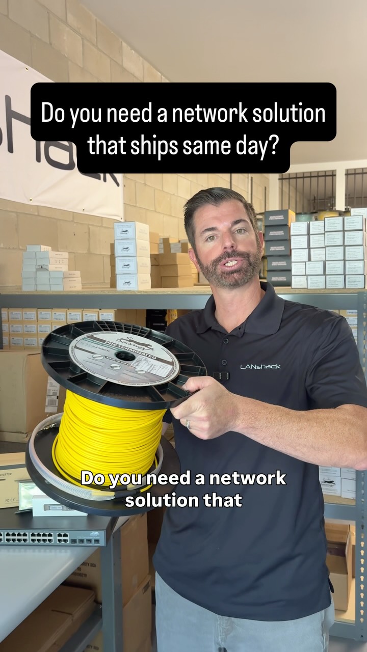 LANshack.com Facebook ad: In-Stock Network Solutions With Same-Day Shipping