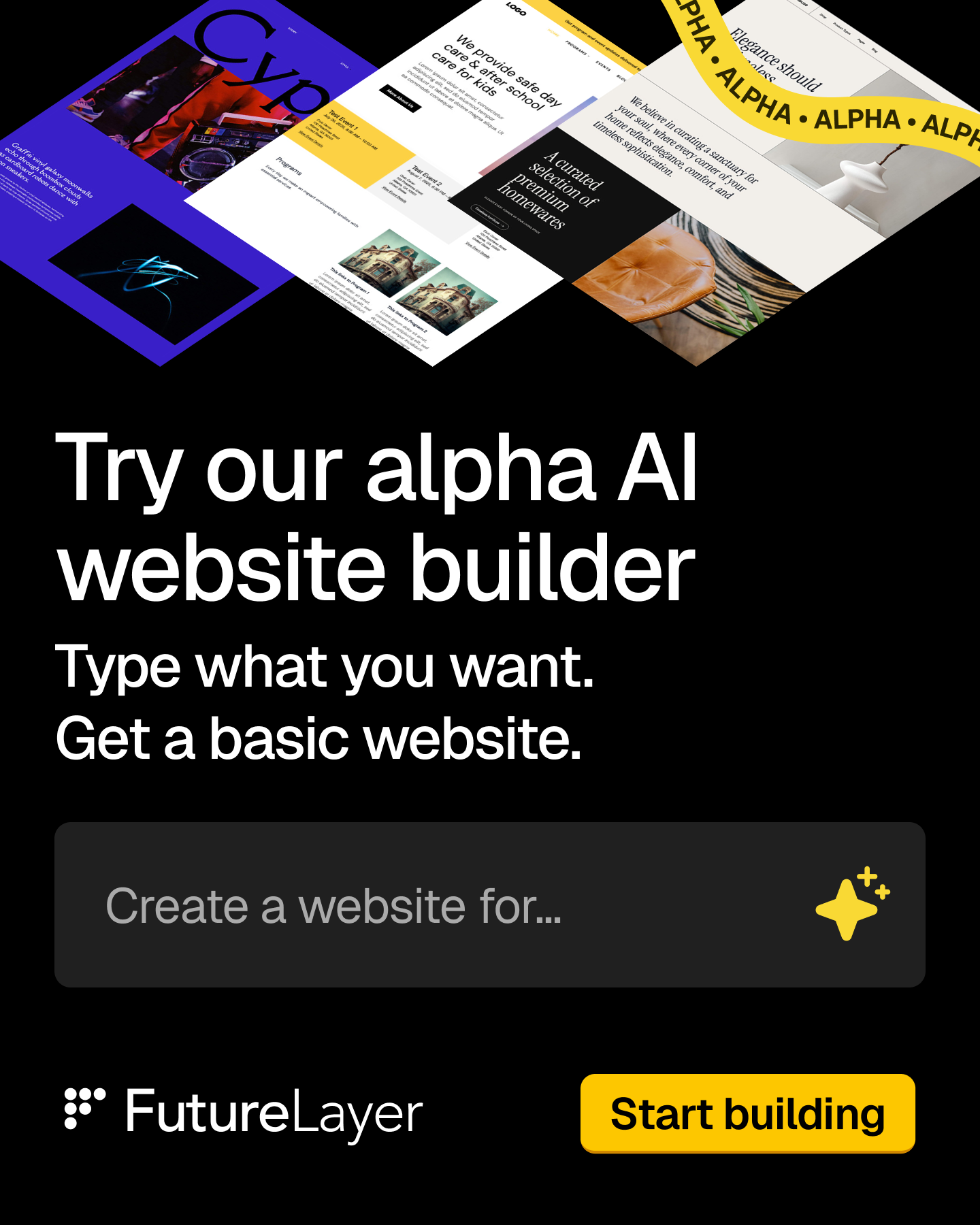 FutureLayer Facebook ad: Build a website from a single prompt
