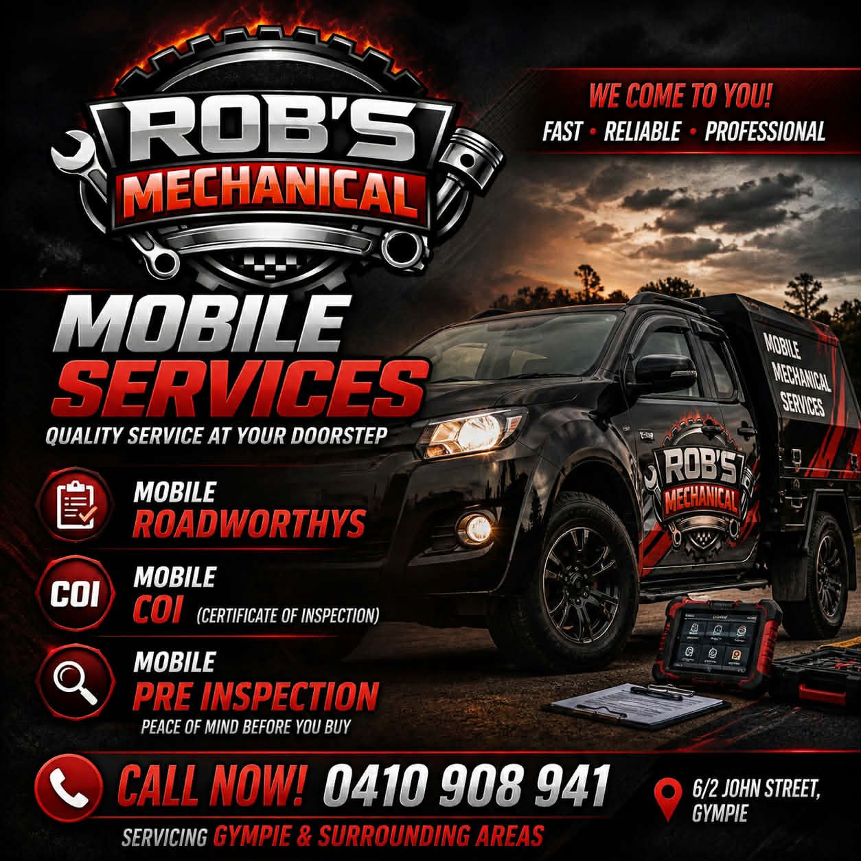 Robs mobile mechanic and rwc Facebook ad from May 25, 2026