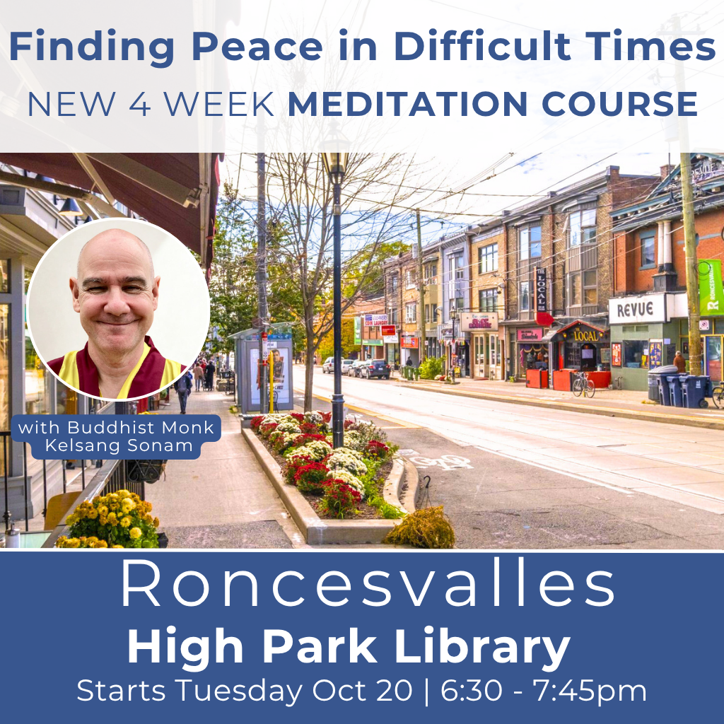 Kadampa Meditation Centre Canada Facebook ad: Meditation Classes at Roncesvalles. Everyone Welcome.