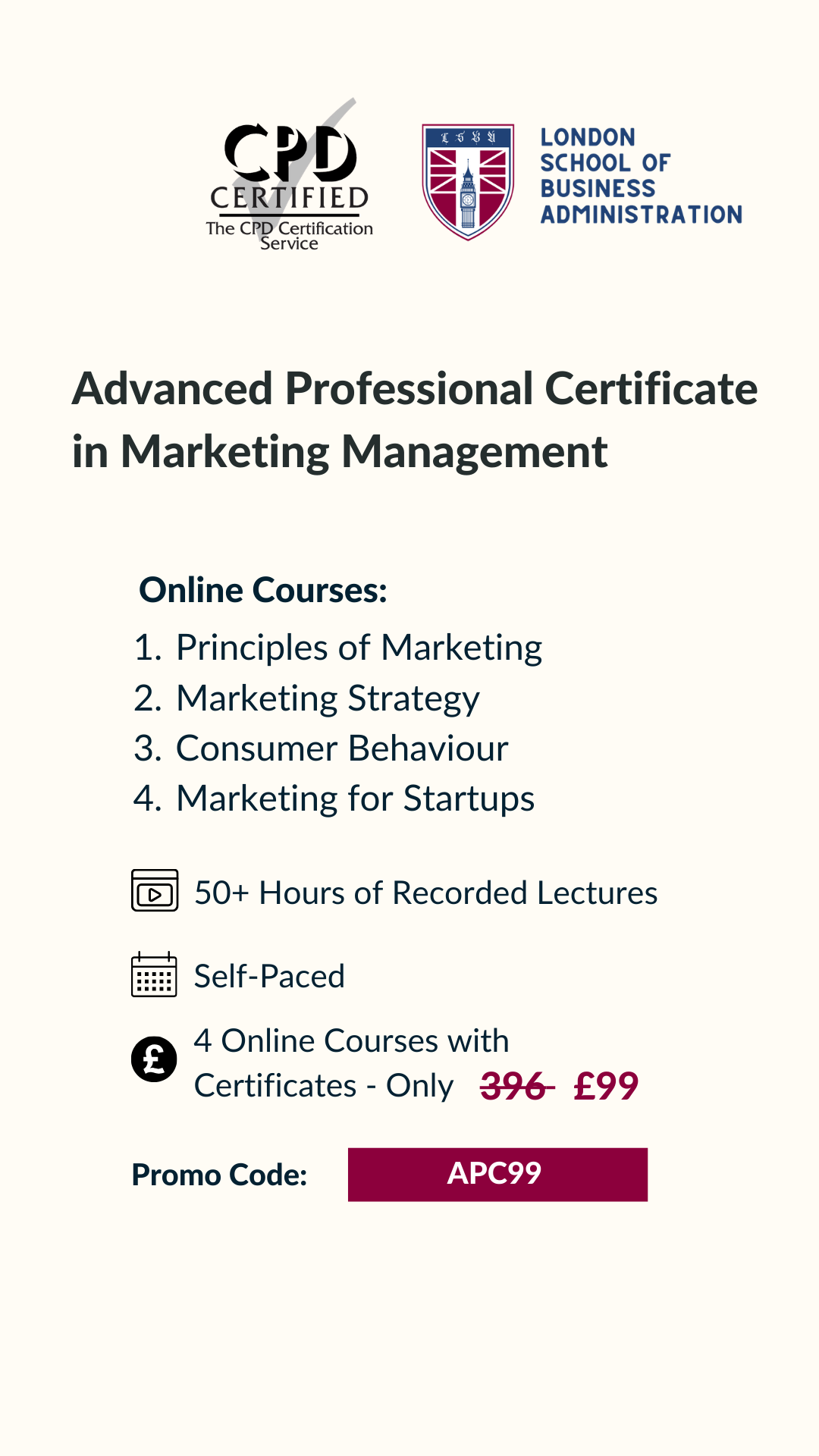 London School of Business Administration Facebook ad