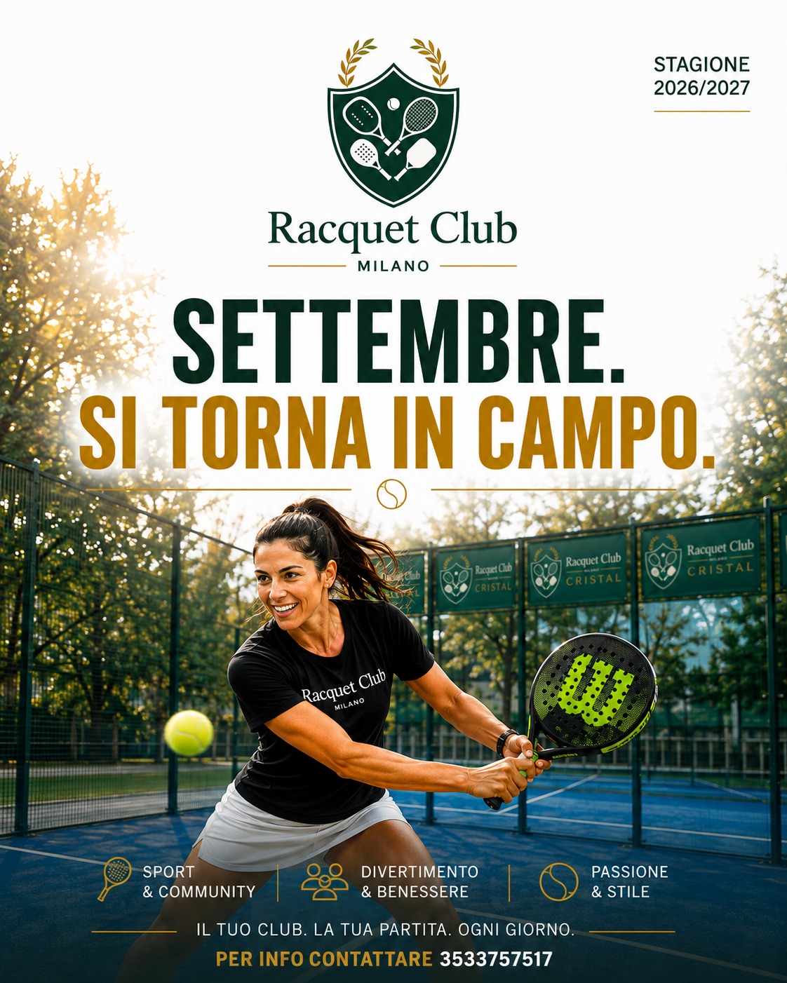 Racquet Club Milano Facebook ad: Prenota il tuo campo su Playtomic