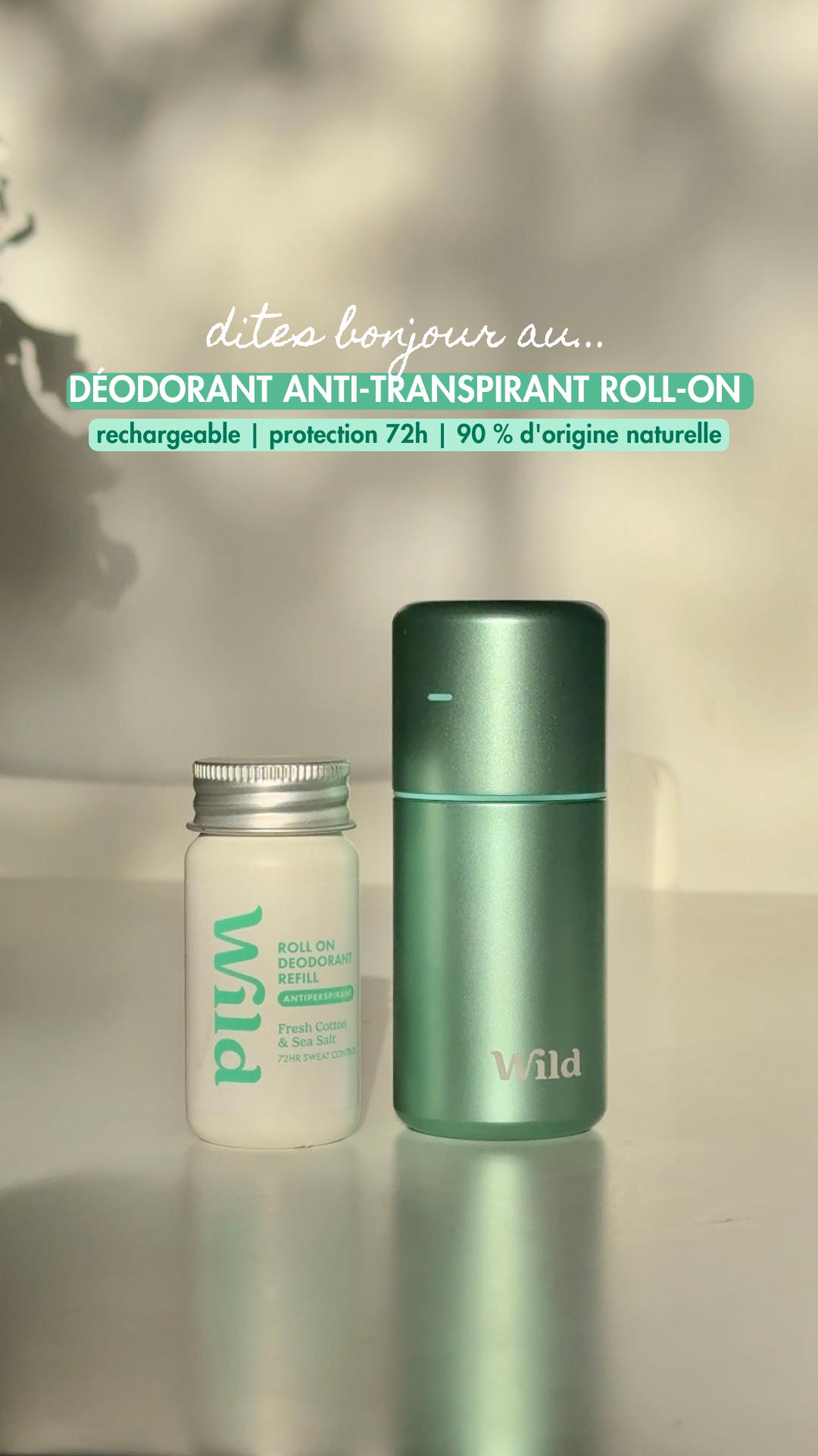 Wild Facebook ad: Fraîcheur toute la journée et protection jusqu’à 72 h.