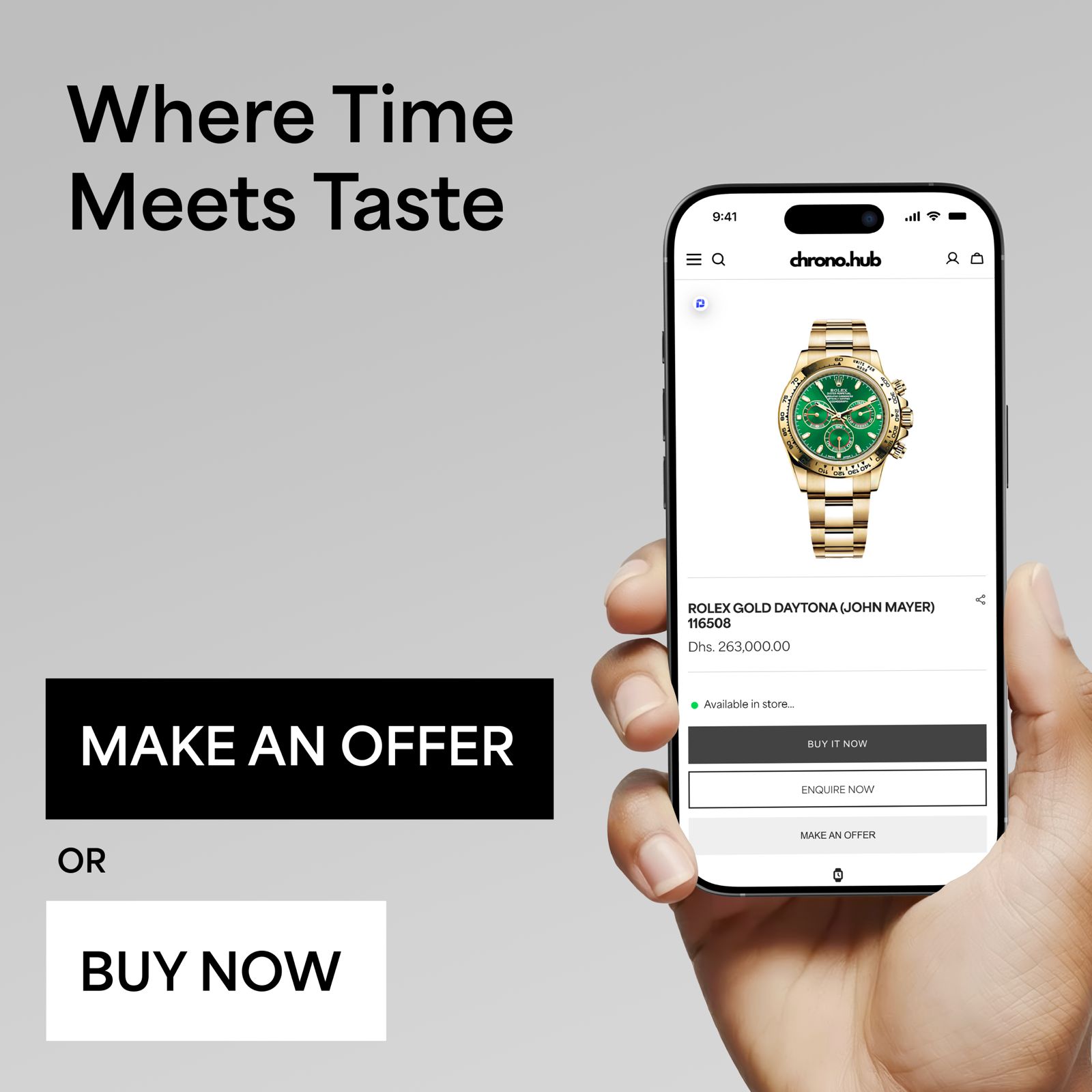 Chrono Hub UAE Facebook ad: Dubai's largest showroom, with over 150 timepieces in…