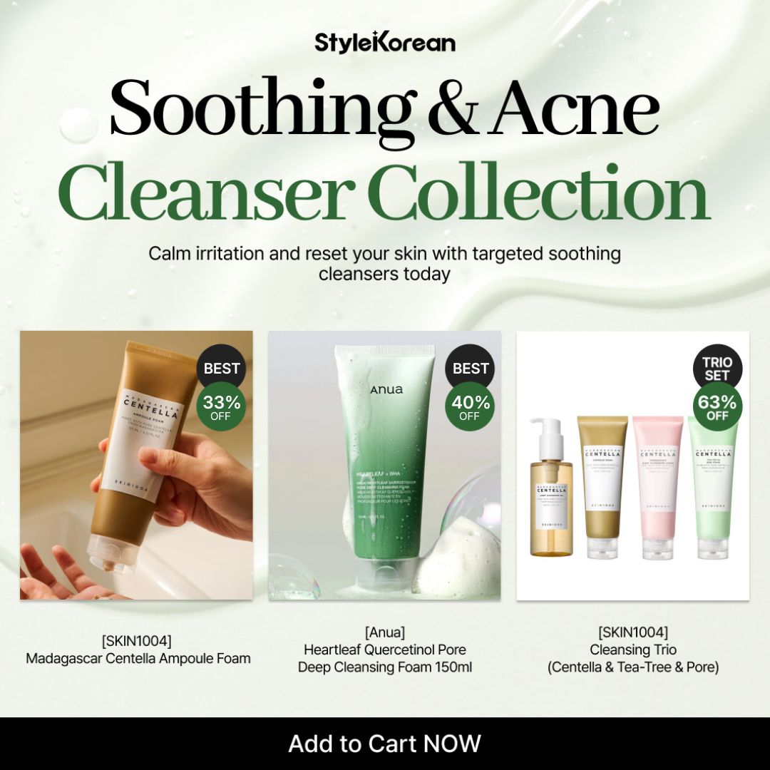 StyleKorean Facebook ad: Soothing & Acne Cleanser Collection: Up to 63% OFF!