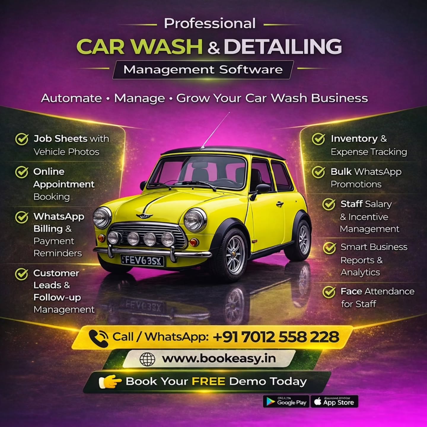 Bookkizee Facebook ad: Run Your Car Wash & Detailing Business Smarter!