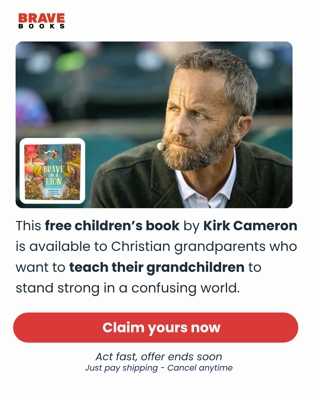 BRAVE Books Facebook ad: Get Your First Book Free