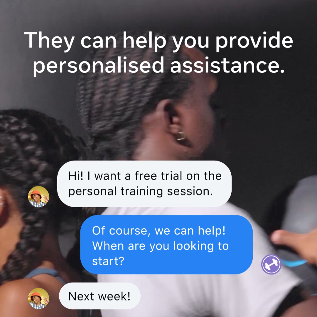 Meta for Business Facebook ad: Ads that click to message