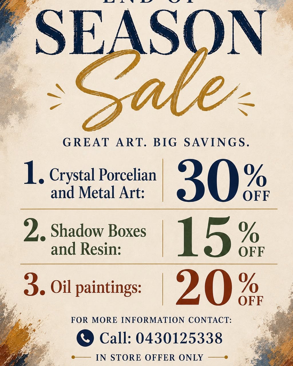 Rakesh Singla Facebook ad: EOFY on Crystal Porcelain, Paintings, Metal Art, Wall Art…
