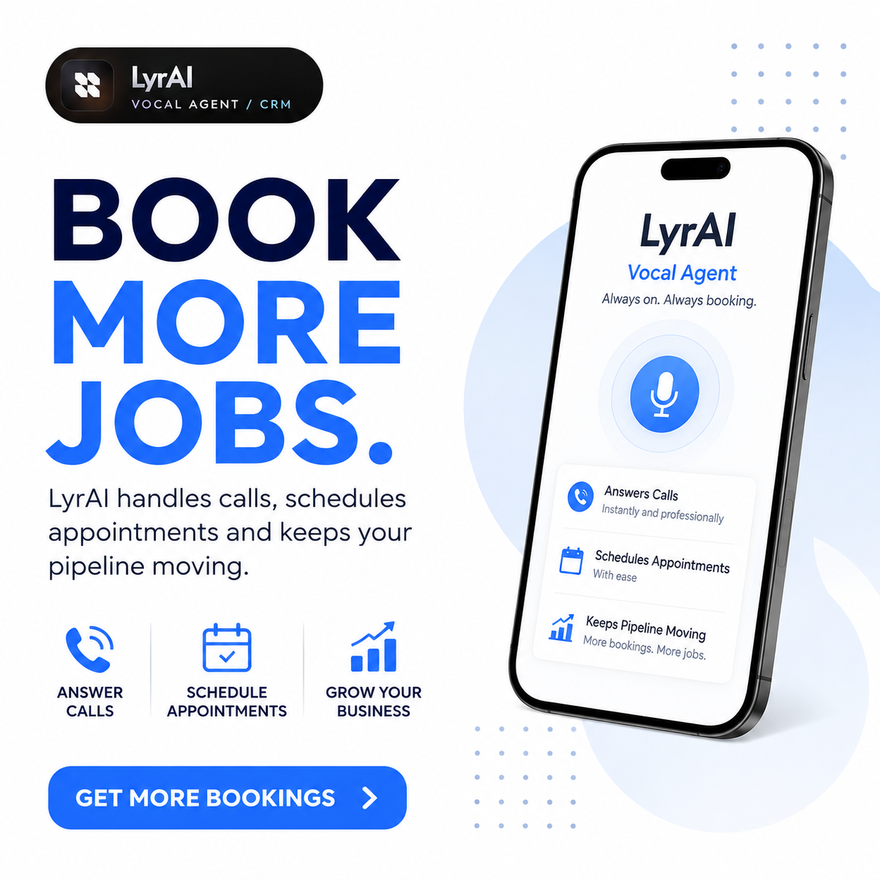 Lyrai AI Facebook ad: Build your 24/7 AI front desk now