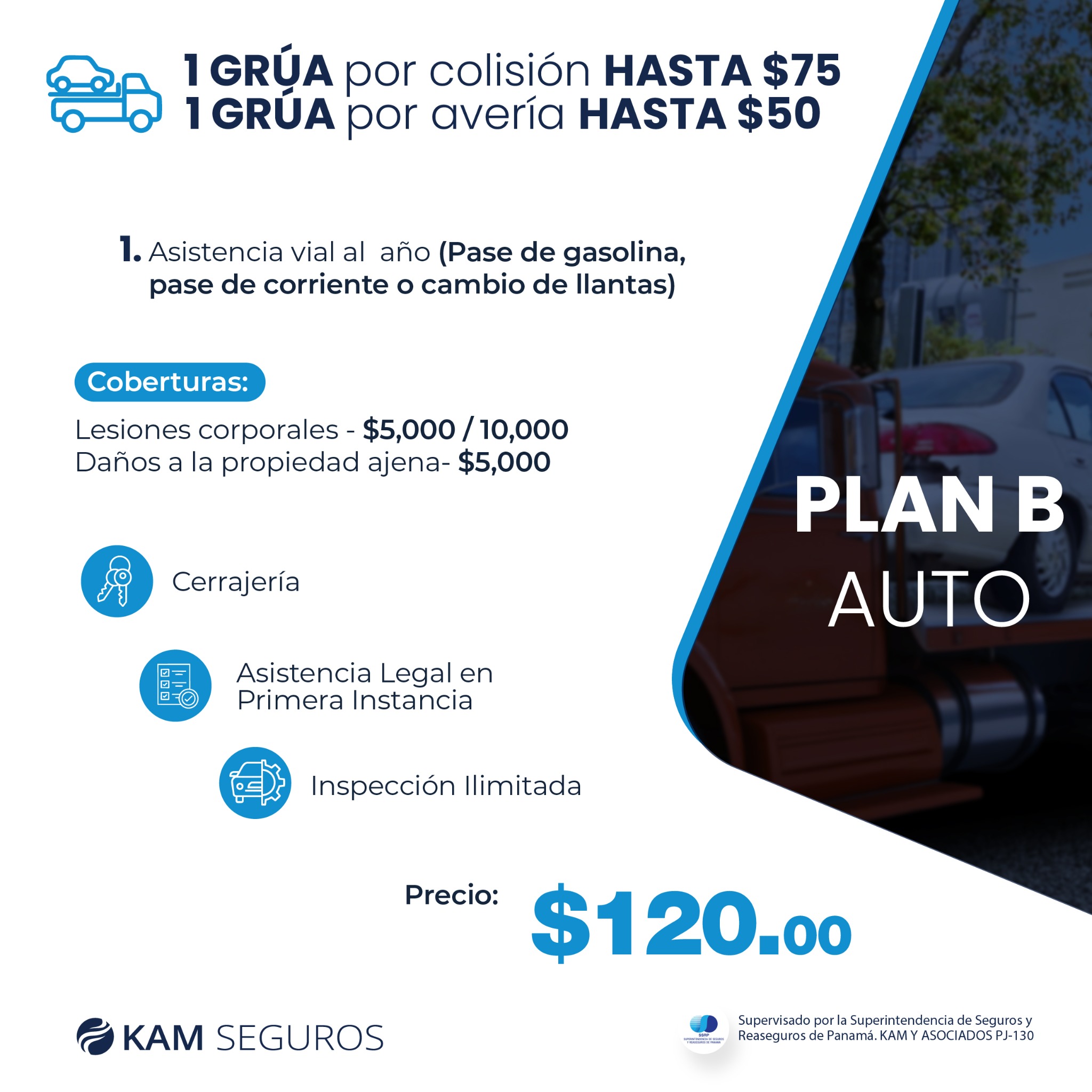 Kam Seguros Facebook ad: Tu carro asegurado en minutos