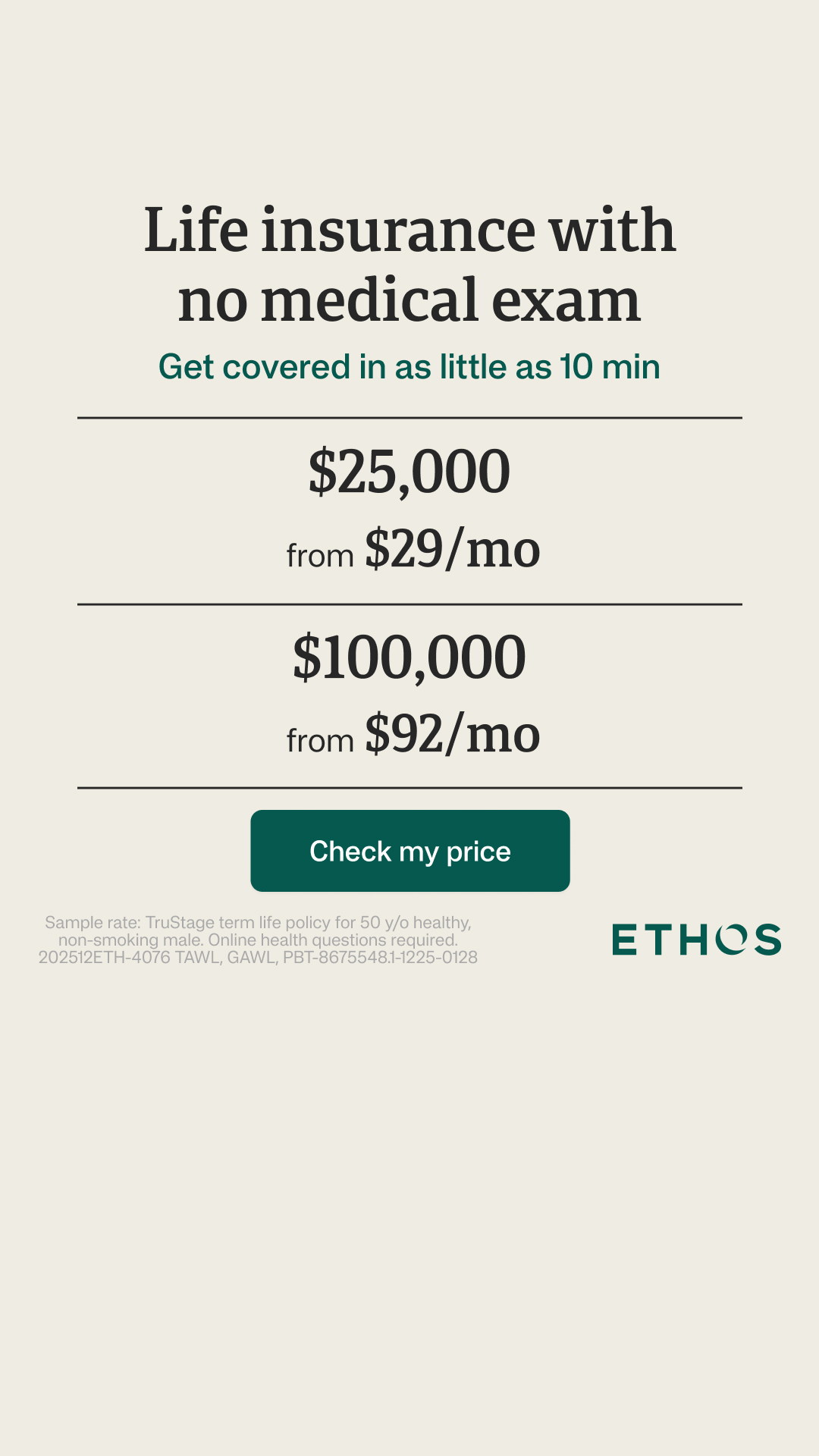 Ethos Facebook ad