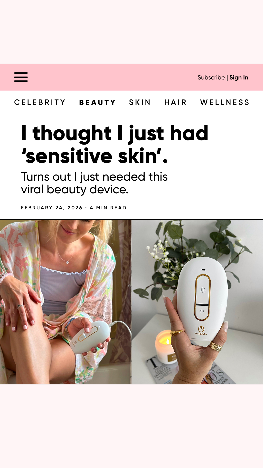 Rose Skin Co Facebook ad