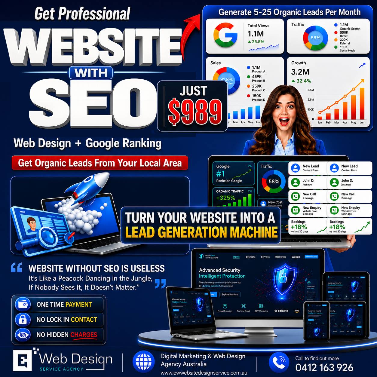 E Web Design Service Facebook ad: Chat with us