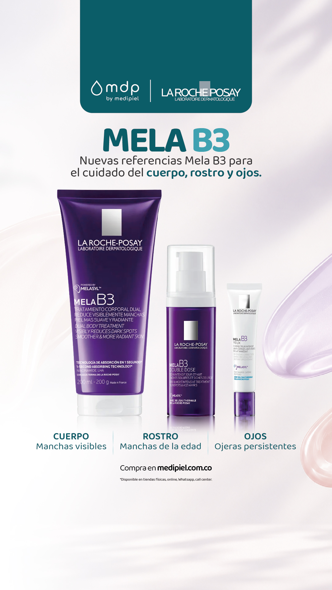 Medipiel Facebook ad: NUEVA línea Mela B3 antimanchas