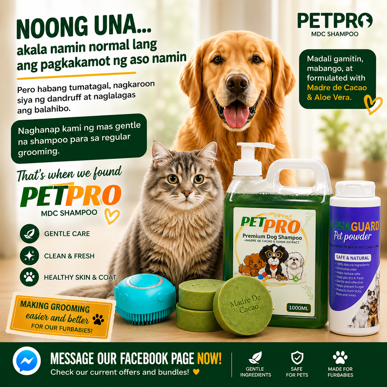 Petpro MDC products Facebook ad: Message Our Page Now!