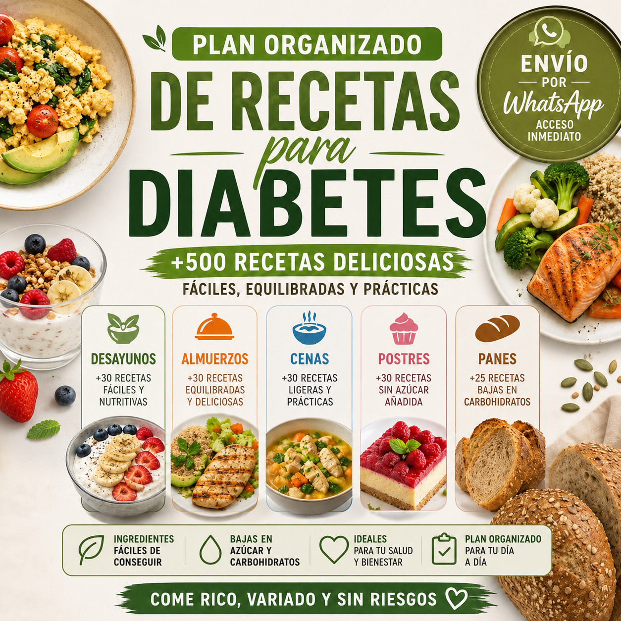 LipsFast Facebook ad: +500 Recetas para Diabéticos