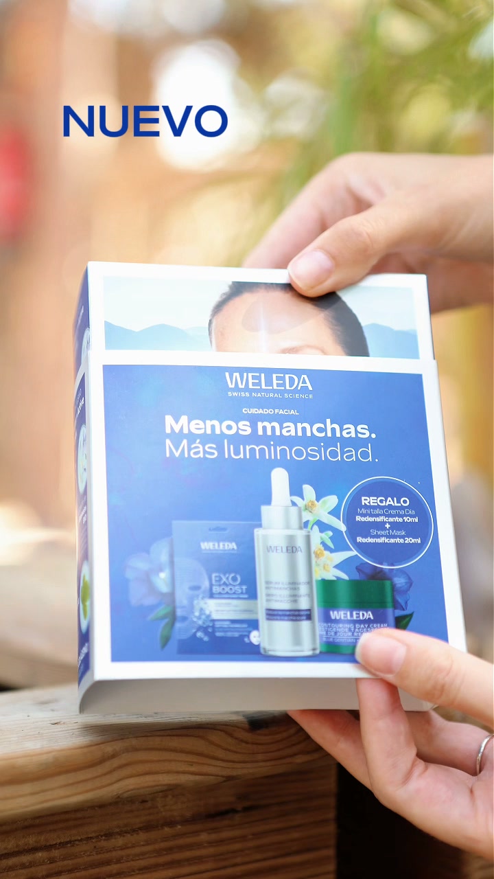 Weleda Facebook ad: Menos manchas - Más colágeno