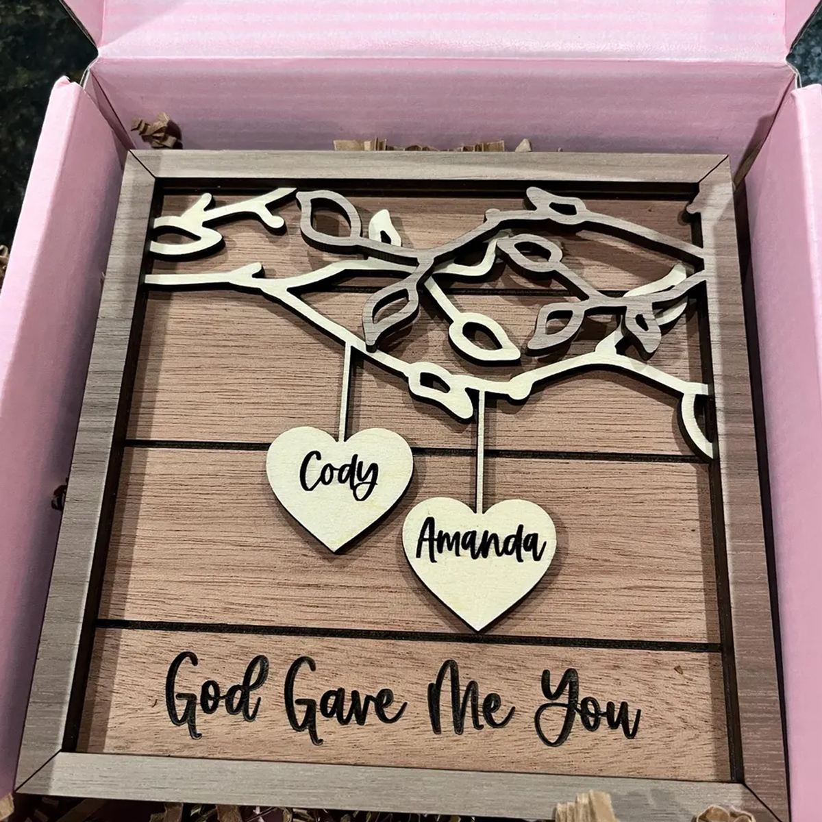 Mug Creation Facebook ad: Personalized Wooden Sign, Couples Custom Wood Sign…