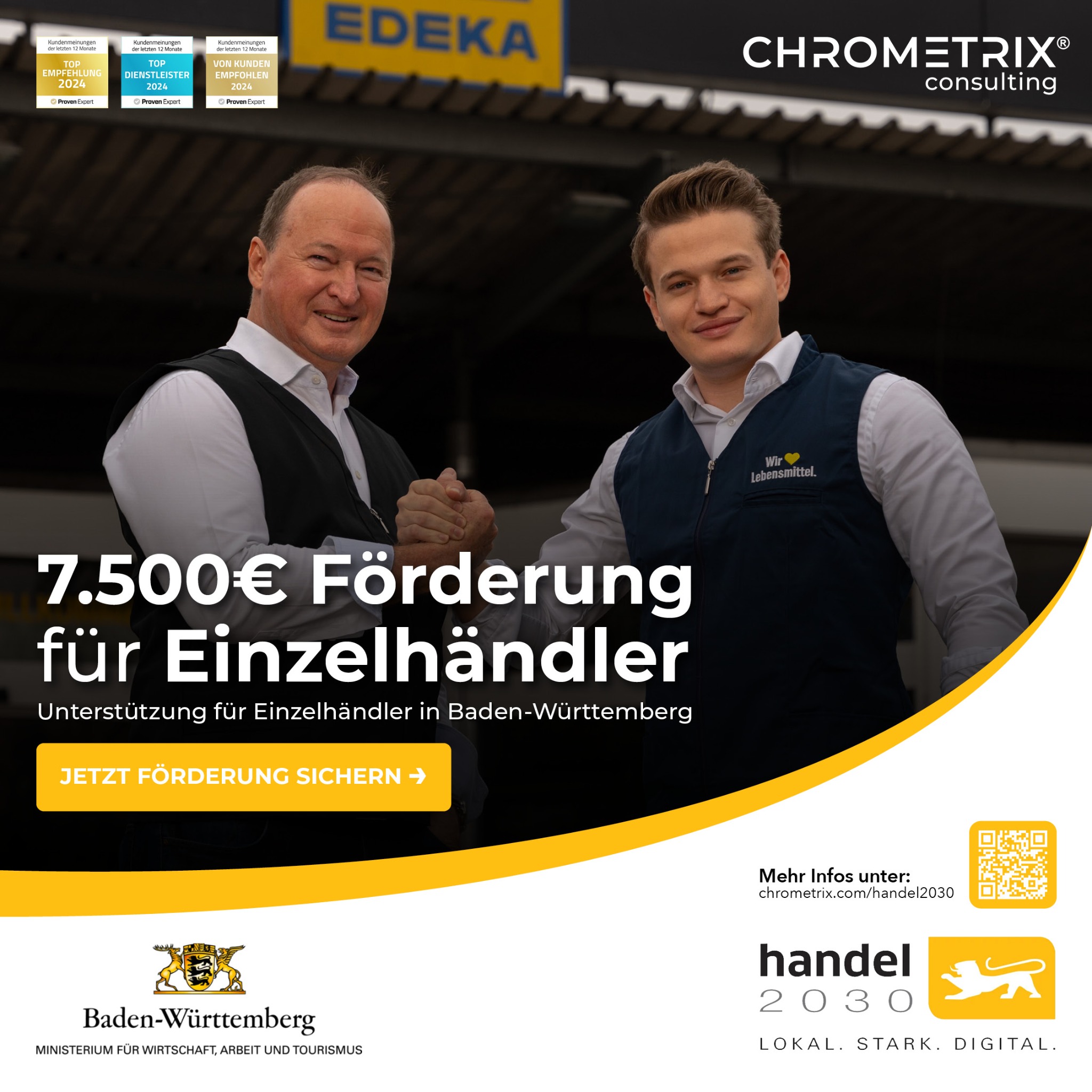 Chrometrix Consulting GmbH Facebook ad: 7.500€ Förderung für Ihren Einzelhandel