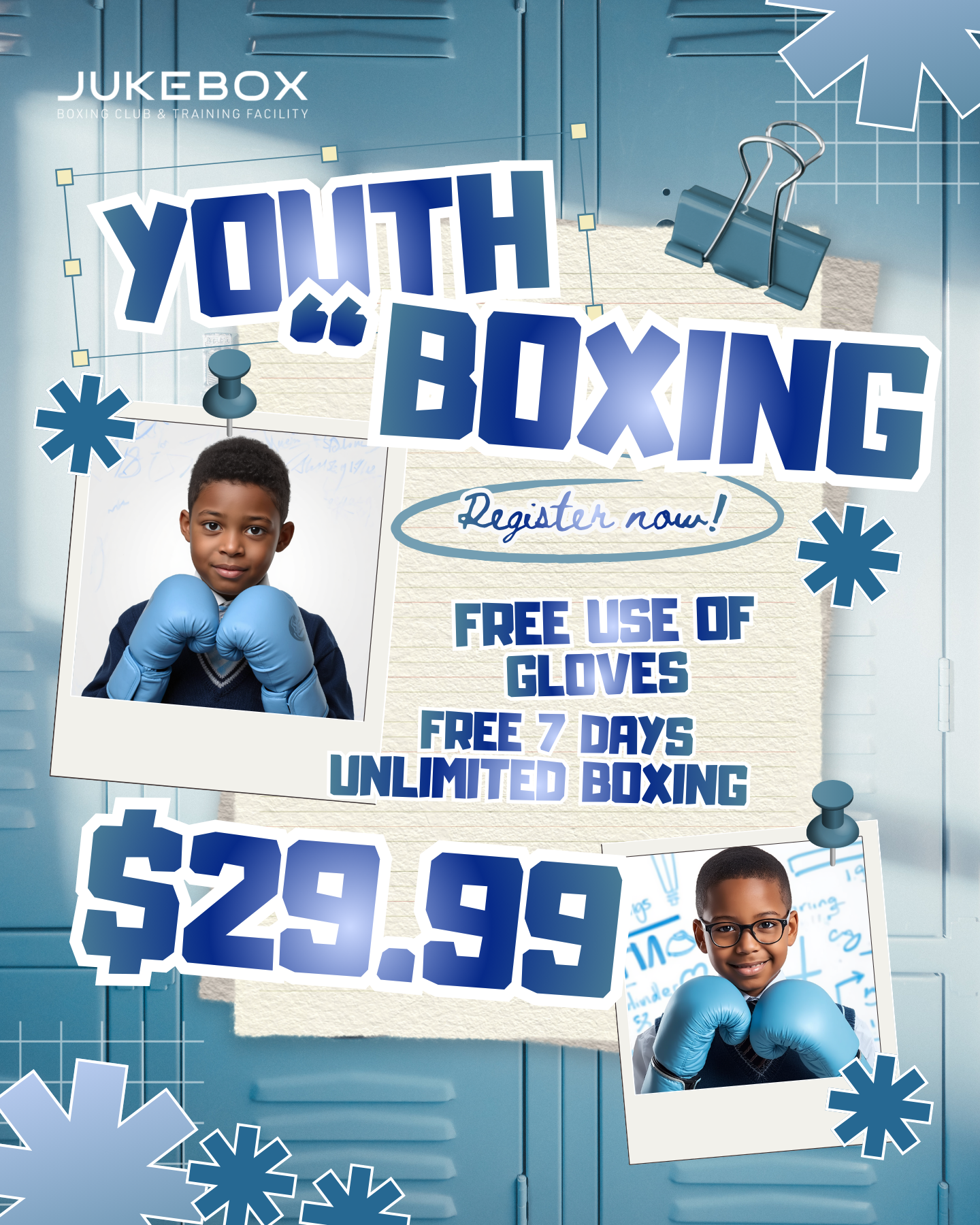 Jukebox Boxing Club Facebook ad: Semi-Private Lesson + FREE 7 Days of UNLIMITED Boxing!