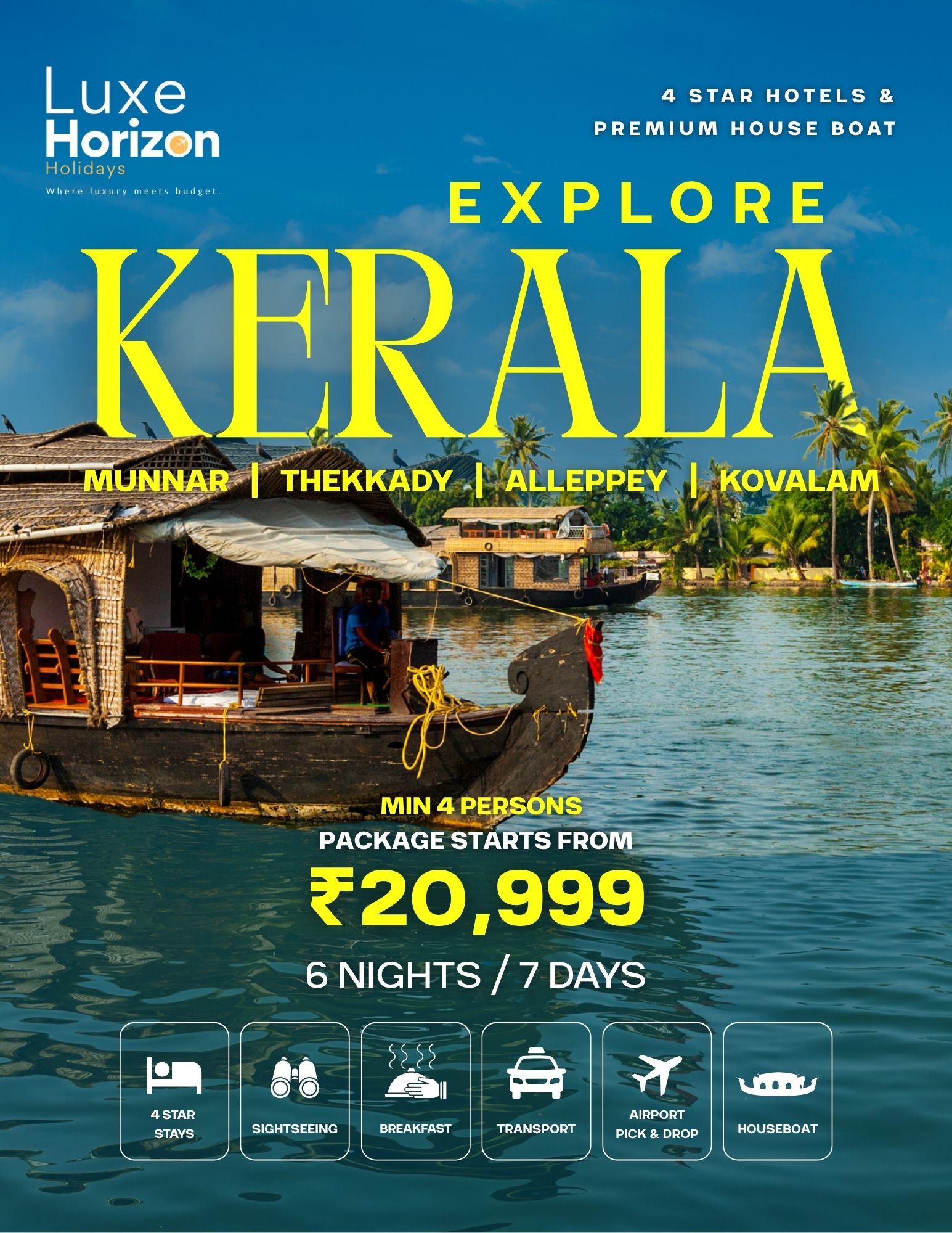 Luxehorizonholidays Facebook ad: Limited Offer, 6 Nights / 7 Days Kerala Tour!
