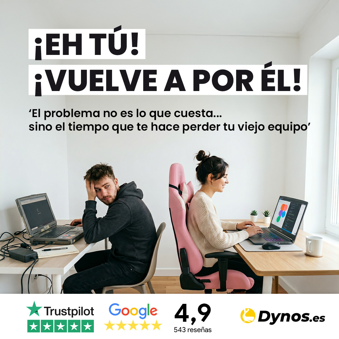 Dynos.es Facebook ad: Olvídate de tu viejo equipo y renuévate con Dynos
