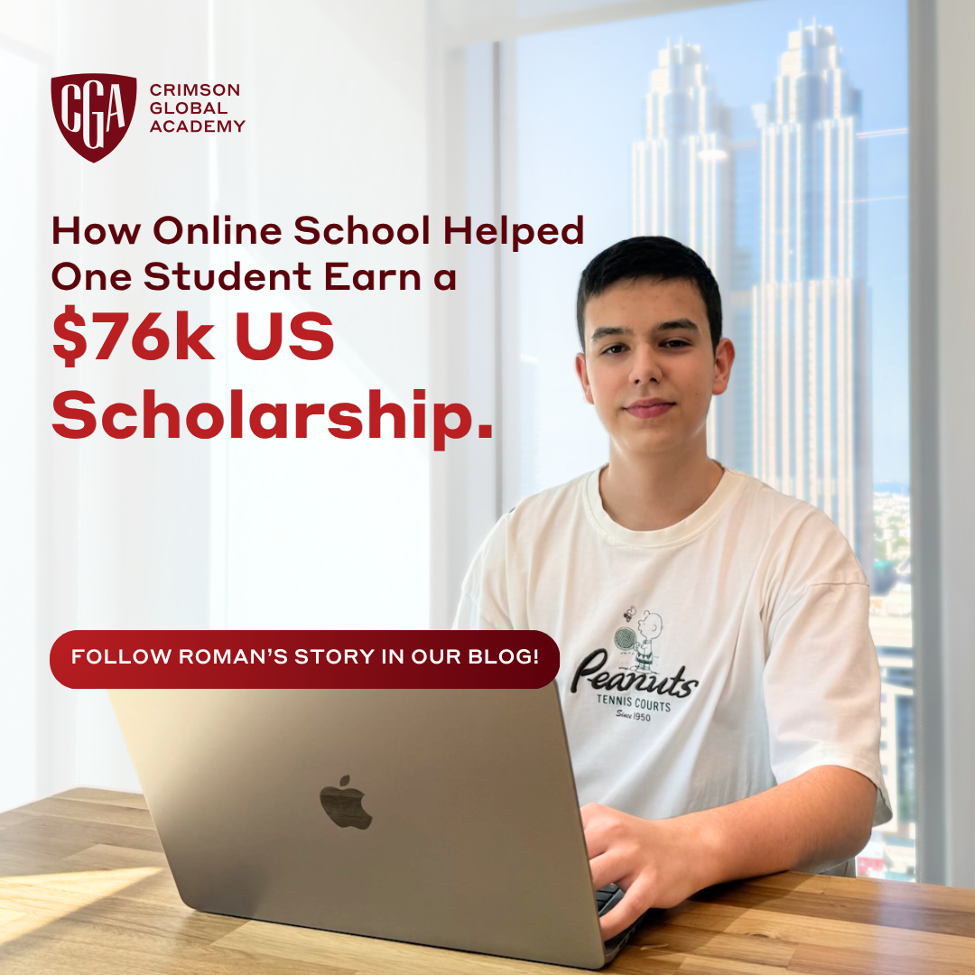 Crimson Global Academy Facebook ad from May 23, 2026