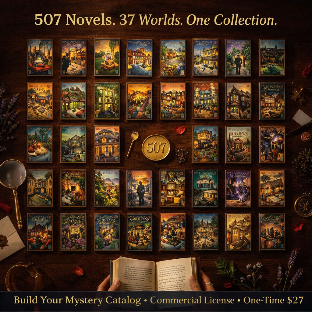 Cozy Mystery Empire Facebook ad: 507 AI Prompts That Write Complete Cozy Mystery Novels For…