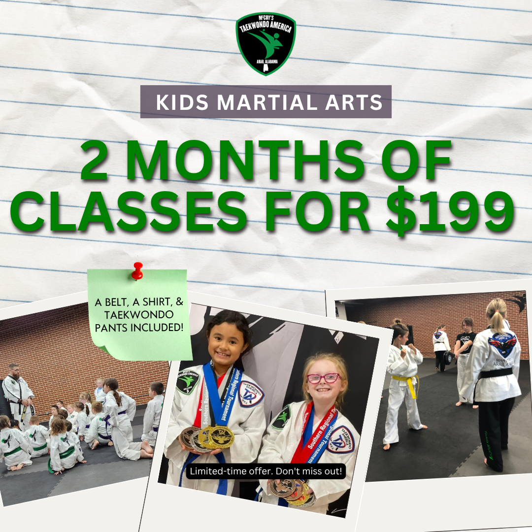 McCoy's Taekwondo America and Krav Maga Facebook ad: Kids TKD - See the Difference in 2 Months