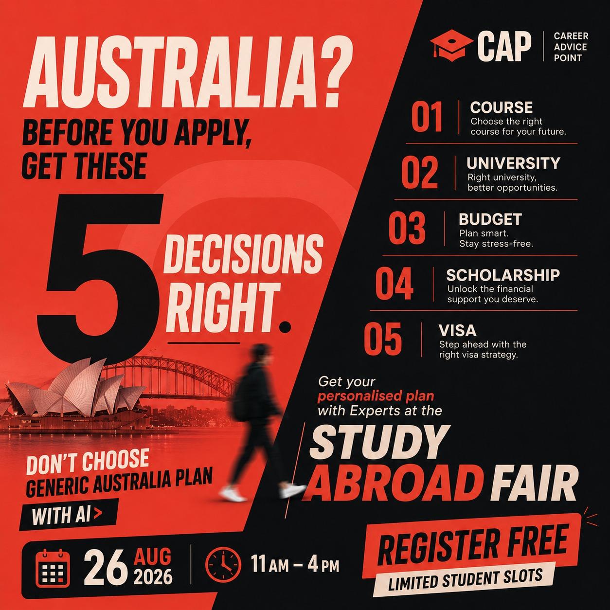 CAP Global Education Facebook ad: Planning Australia? Get Your Personalised Study Plan, FREE