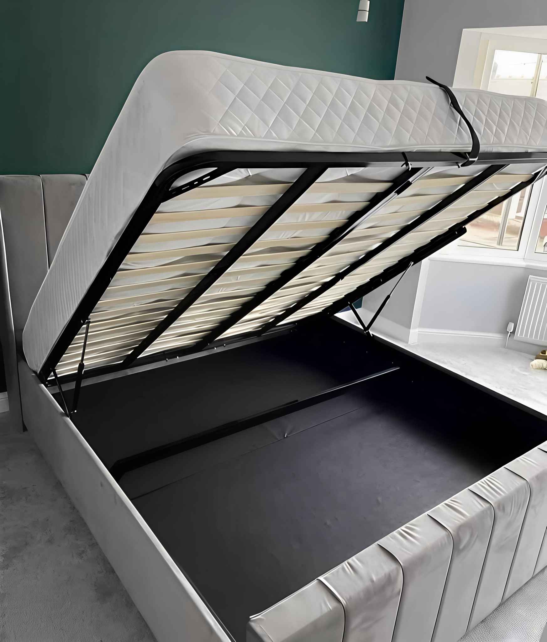 Jonathan Holmes Facebook ad: Super King Size Ottoman Storage Bed Frame & Mattress - In…