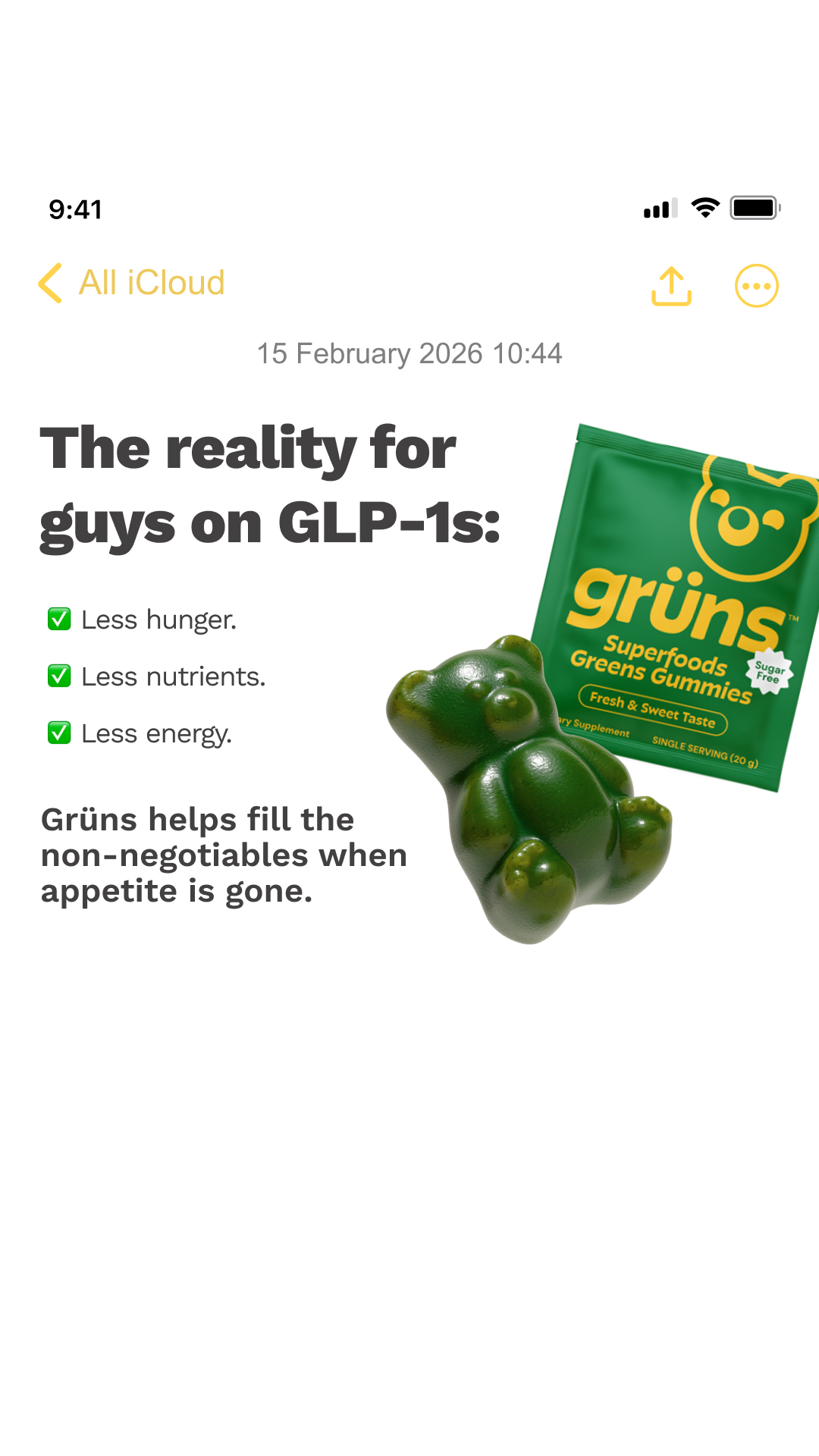 Grüns Facebook ad