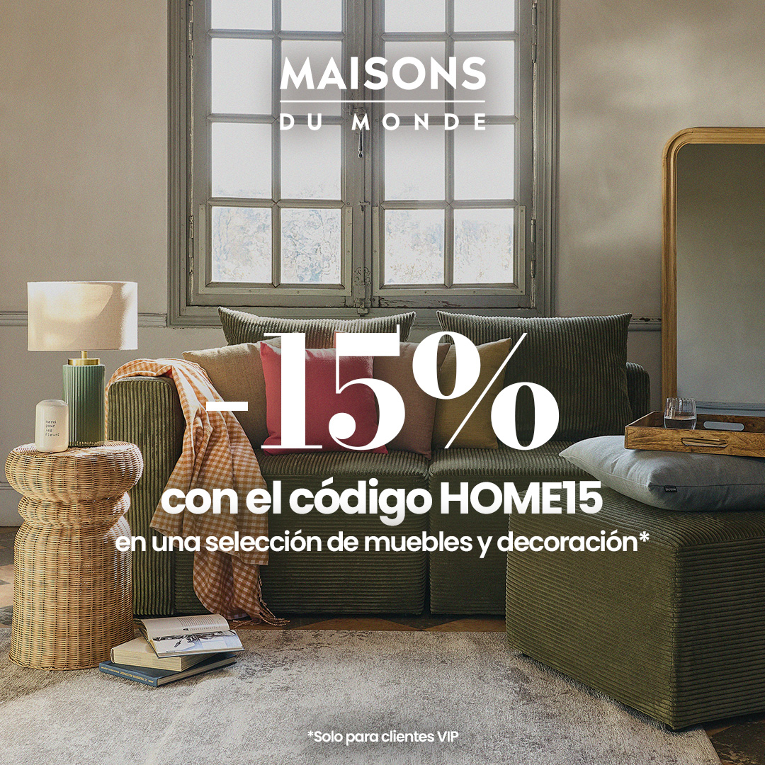 Maisons du Monde Facebook ad: -15% en una selección de muebles y decoración*