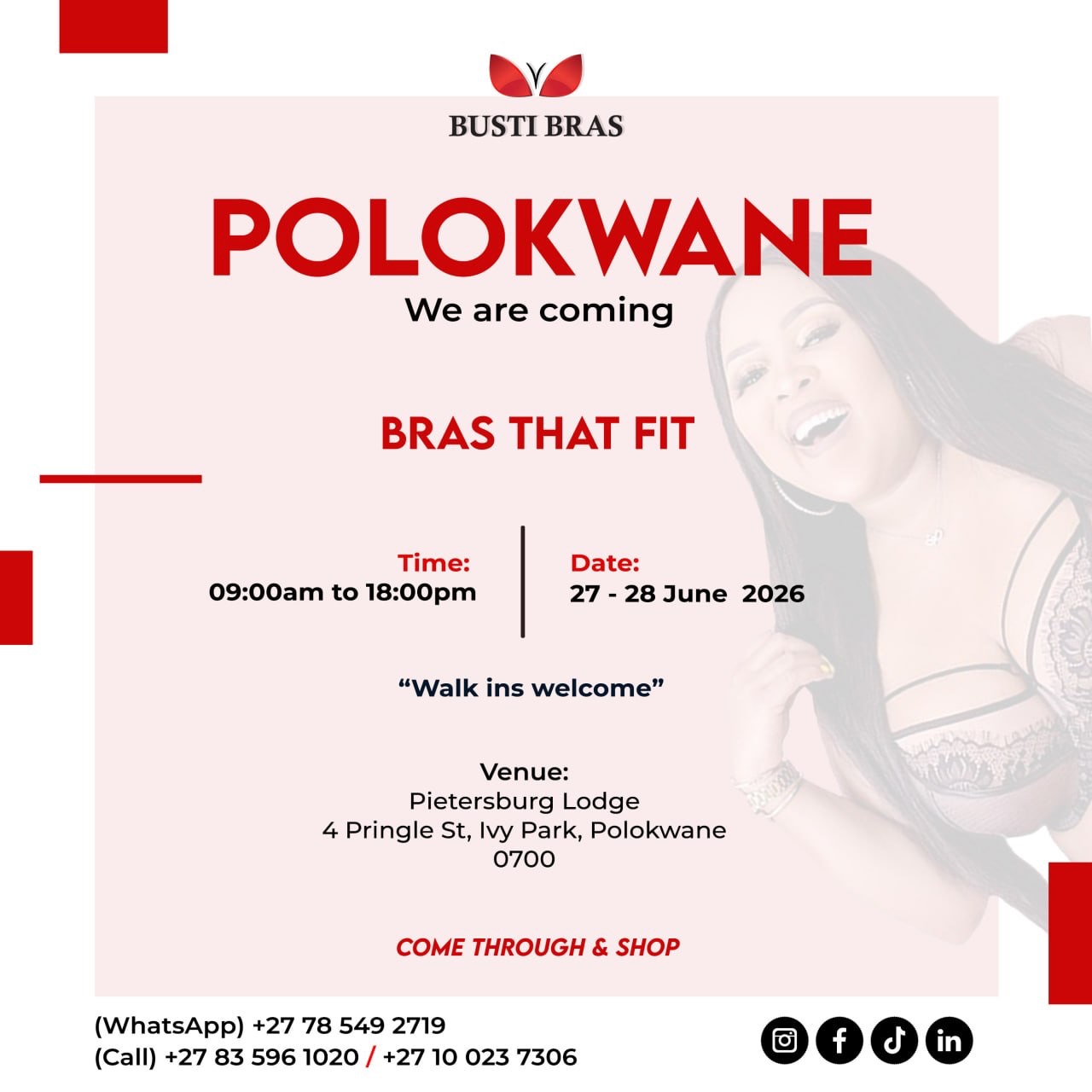 Busti Bras - Bra Boutique Facebook ad: BustiBras Pop-Up · Polokwane