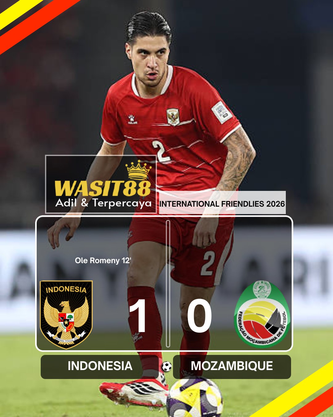 Wasit88 Facebook ad: INDONESIA MENANG LAGI, OLE ROMENY JADI PEMBEDA LAWAN…
