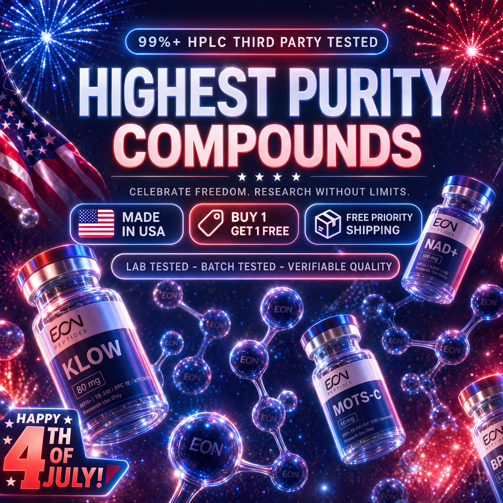 Eon Peptides Facebook ad from Jul 4, 2026