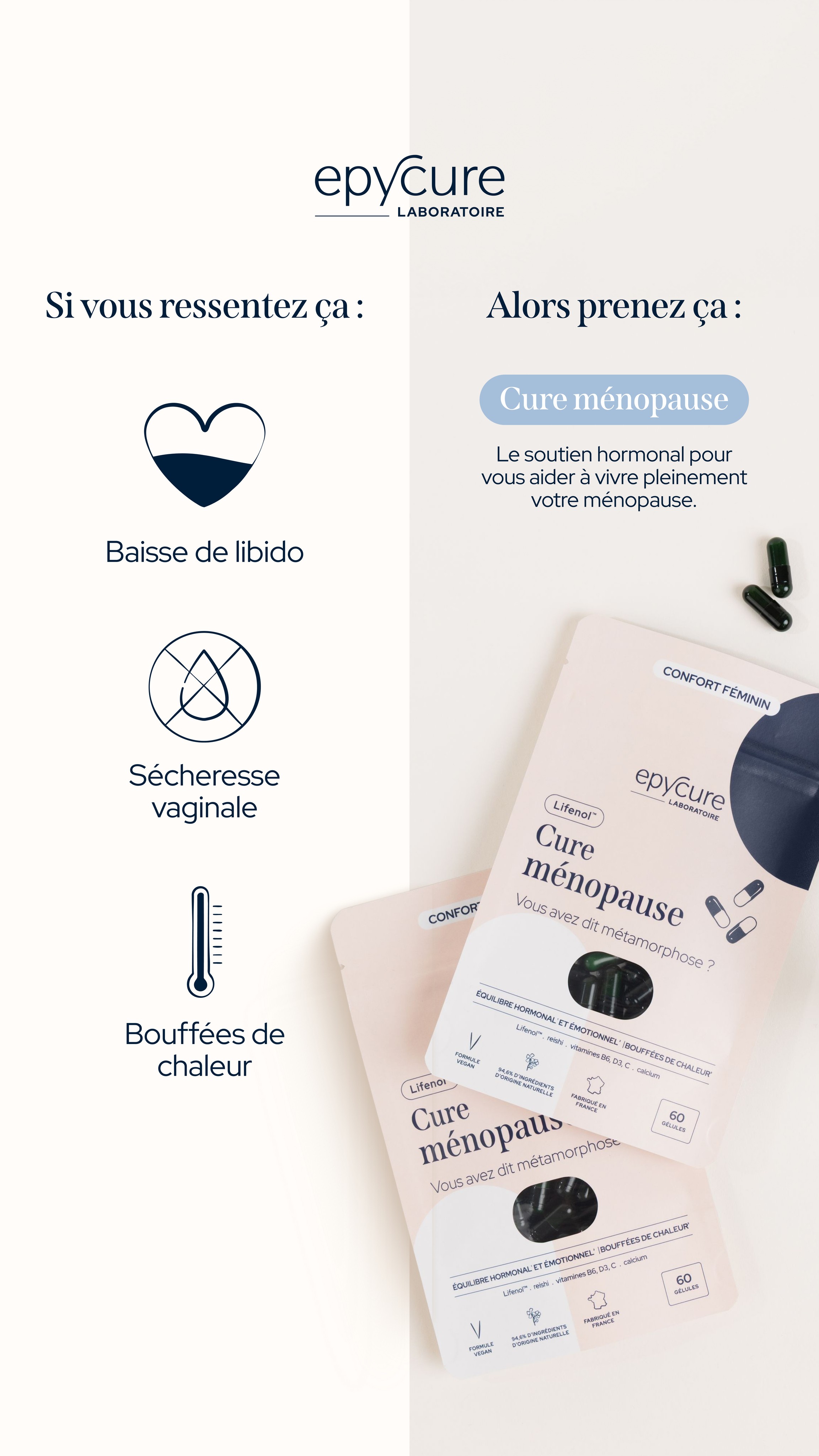 Epycure Facebook ad: 86% des femmes recommandent la Cure ménopause