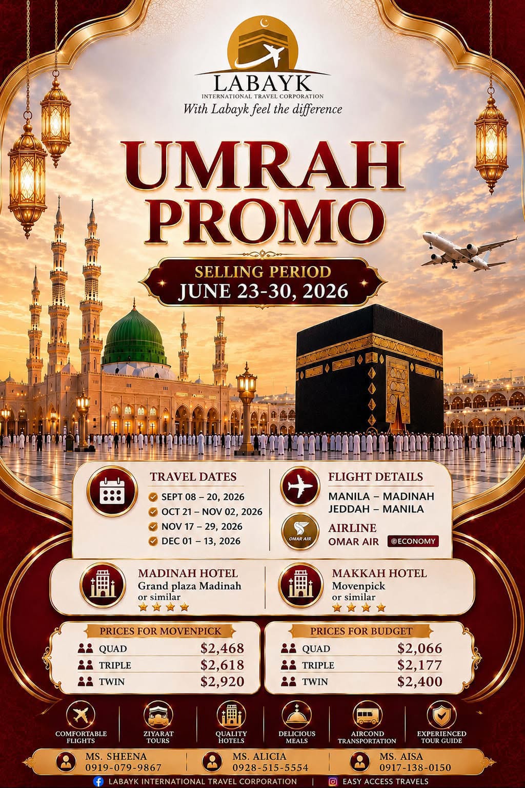 Labayk International Travel Corporation Facebook ad: UMRAH PROMO IS HERE!