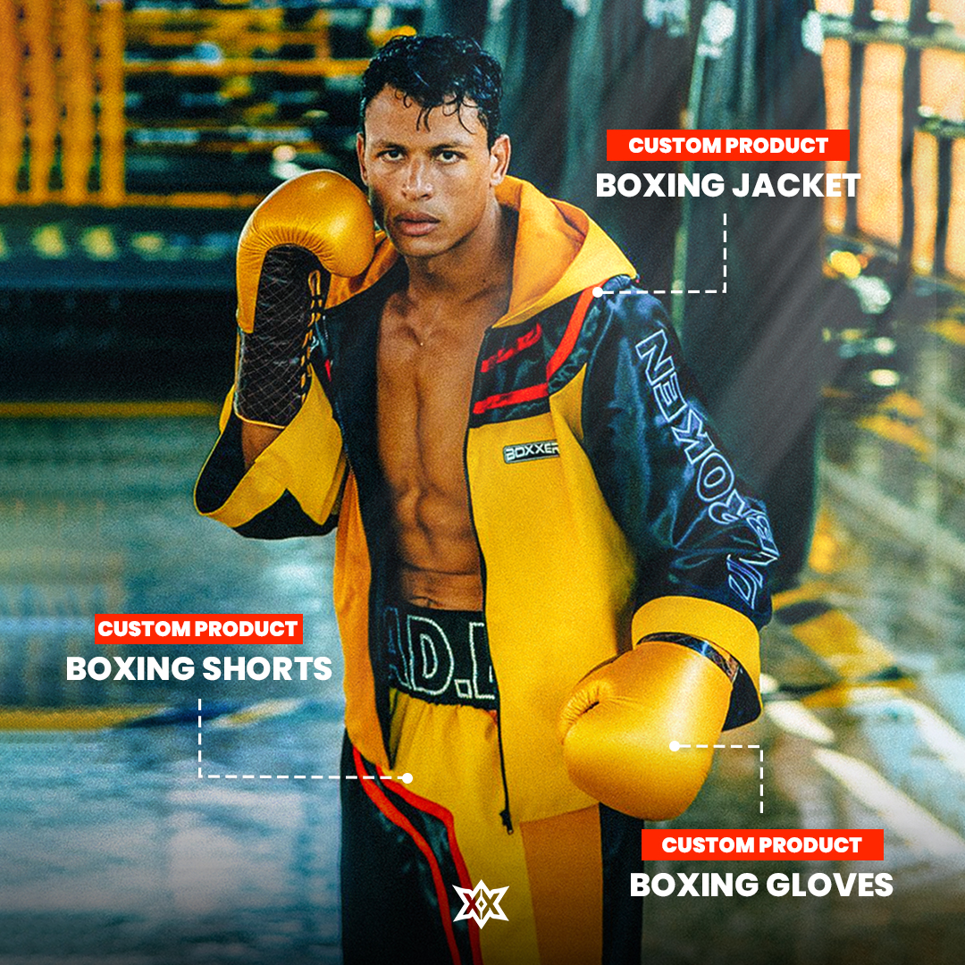 Boxxerworld Facebook ad: Complete your look with fully customised fightwear.
