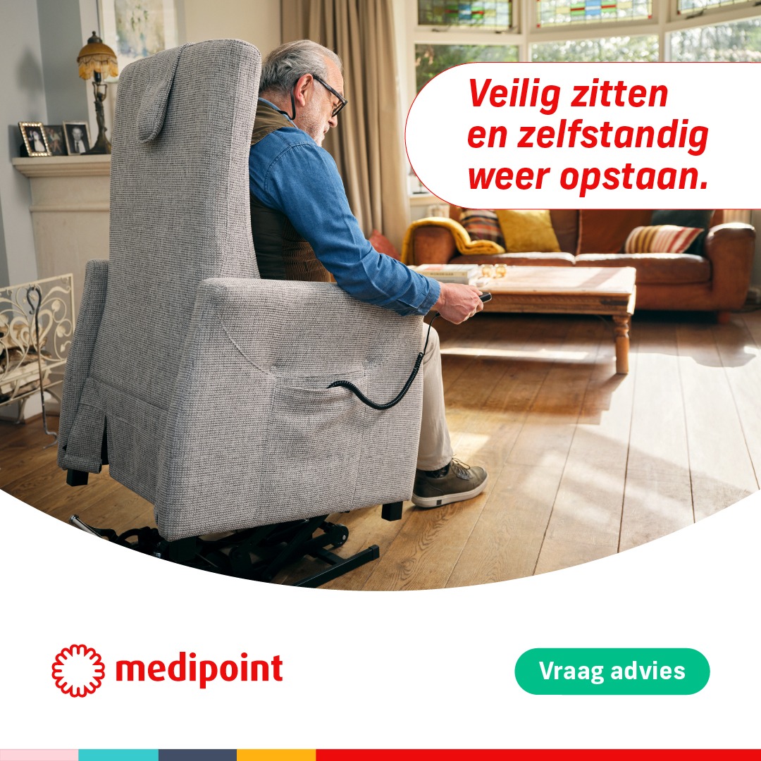Medipoint Facebook ad: Ervaar het comfort van een sta-opstoel.