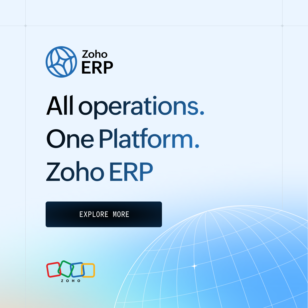 Zoho ERP Facebook ad: Unify your core functions, improve coordination across…