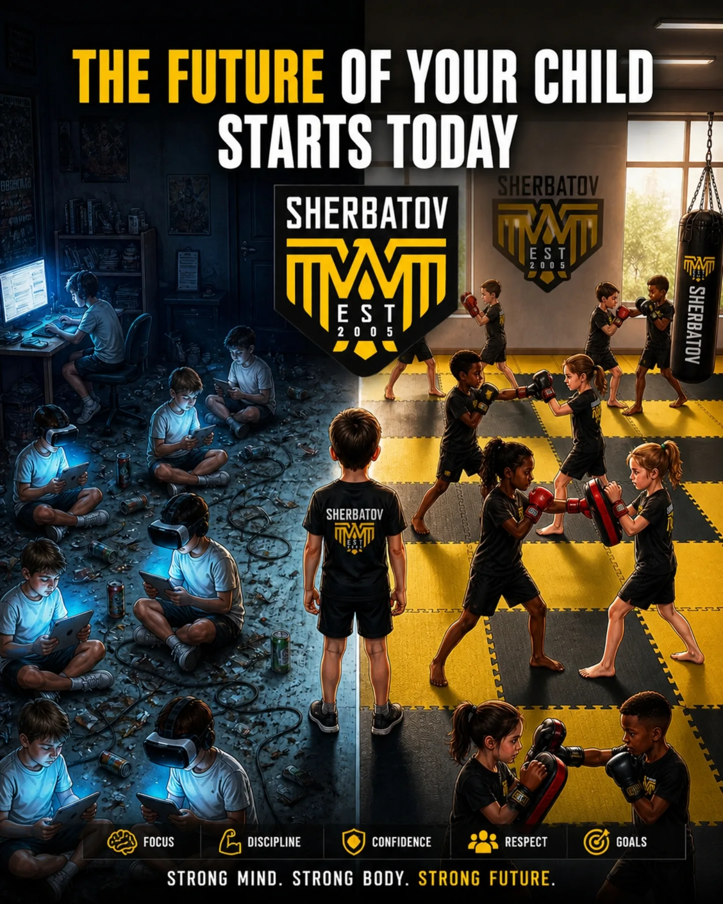 Sherbatov Fit Mile End Facebook ad: THE FUTURE OF YOUR CHILD STARTS TODAY.