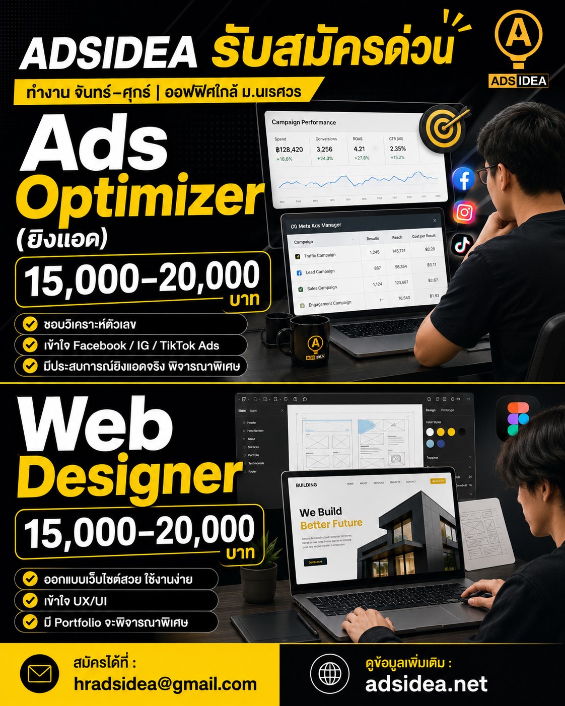 แหล่งงานด้าน Digital Marketing Facebook ad: ADSIDEA รับสมัครด่วน