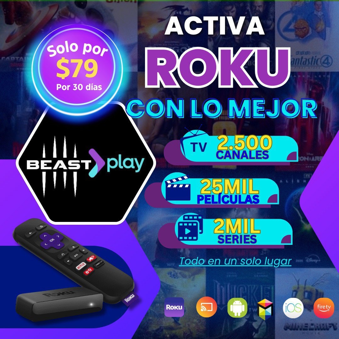 BeastPlay Facebook ad: ACTIVA TU ROKU CON MAS DE 3000 MIL…