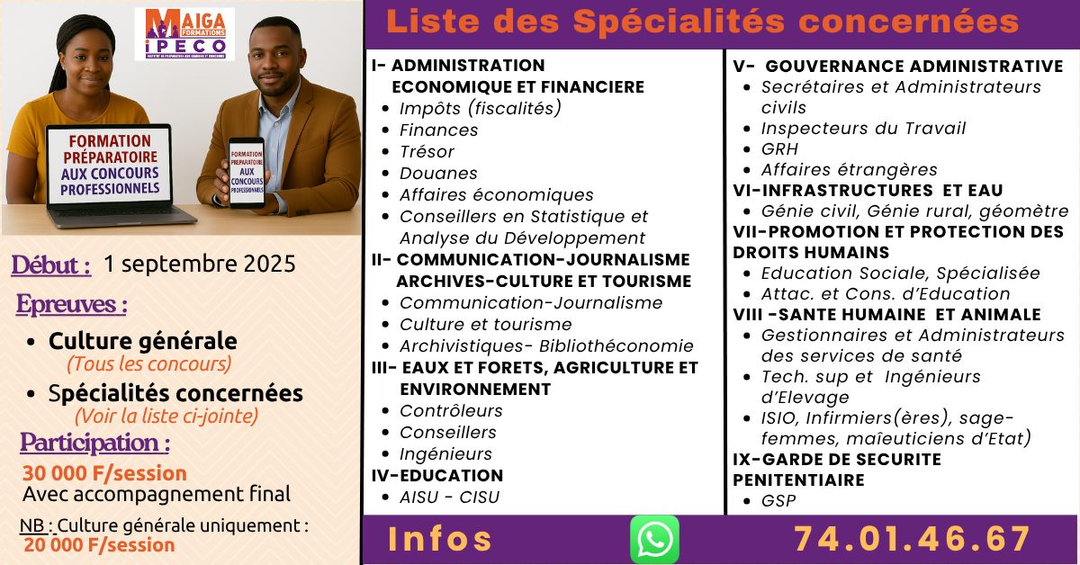 Abdoul Rahim Maiga Facebook ad: MAIGA FORMATIONS IPECO